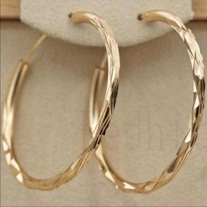 *18k Gold Hoop Earrings ear ring brand new round